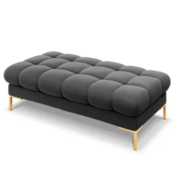 Bancheta 2 locuri, Mamaia, Micadoni Home, GL, 62x133x41 cm, catifea, gri inchis imagine