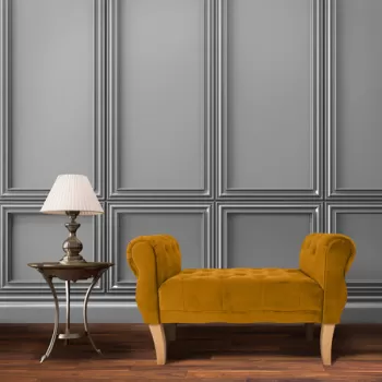 Bancheta, Bedora, Lemn/Catifea, Velvet Mustard imagine