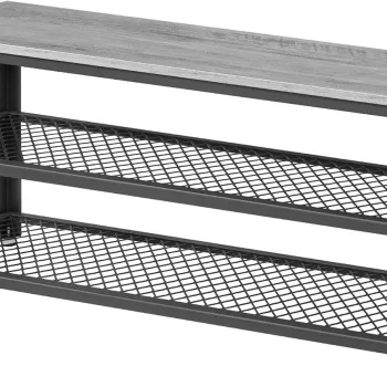 Bancheta cu pantofar Industrial Grid, Vasagle, 100x30x45 cm, max 100 kg, PAL/otel, gri/negru imagine