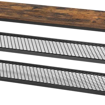 Bancheta cu pantofar Rustic, Vasagle, 100x30x45 cm, max 100 kg, PAL/otel, maro imagine