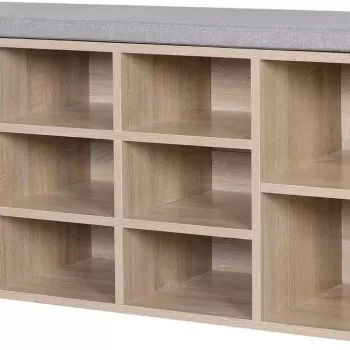 Bancheta cu pantofar, Vasagle, 10 compartimente, 104x30x48 cm, PAL, natural imagine