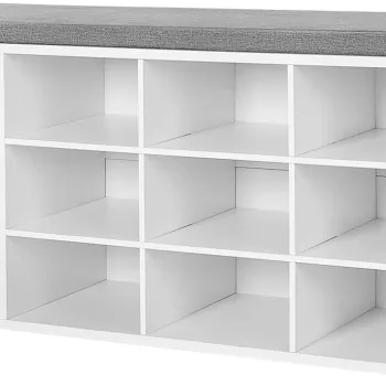 Bancheta cu pantofar Vasagle, 11 compartimente, 104x30x48 cm, max 200 kg, PAL, alb imagine