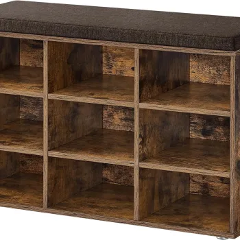 Bancheta cu pantofar Vasagle, 9 compartimente, 78.5x30.3x48 cm, max 136 kg, PAL, maro imagine