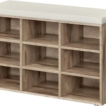 Bancheta cu pantofar Vasagle, 9 compartimente, 78.5x30.3x48 cm, max 136 kg, PAL, maro camel imagine