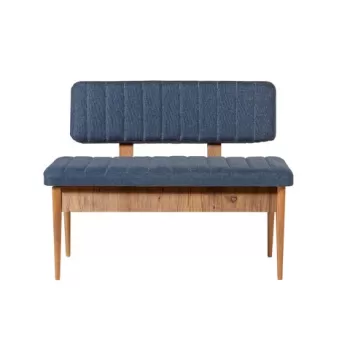 Bancheta cu spatar, Vina 1048-2, Vella, Dark Blue, Atlantic, 110x40x85 cm imagine