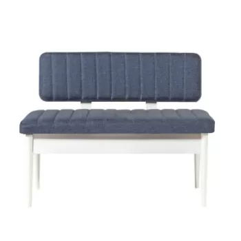 Bancheta cu spatar, Vina 1048-2, Vella, Dark Blue, White, 110x40x85 cm imagine