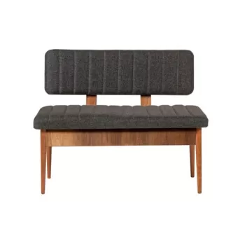 Bancheta cu spatar, Vina 1053-2, Vella, Anthracite, Walnut, 110x40x85 cm imagine