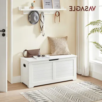 Bancheta cu spatiu depozitare, Vasagle, 100x40x46 cm, PAL, alb imagine