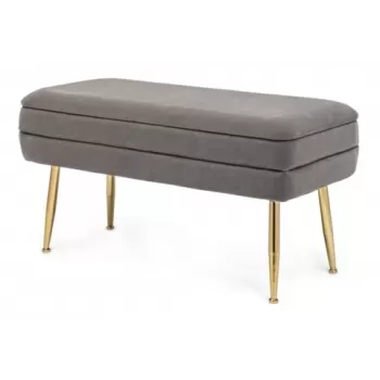 Bancheta cu spatiu pentru depozitare, Pavlina, Bizzotto, 79.5x37.5x42 cm, catifea, gri inchis imagine