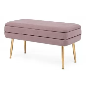 Bancheta cu spatiu pentru depozitare, Pavlina Mauve, Bizzotto, 79.5x37.5x42 cm, catifea, mov pal imagine
