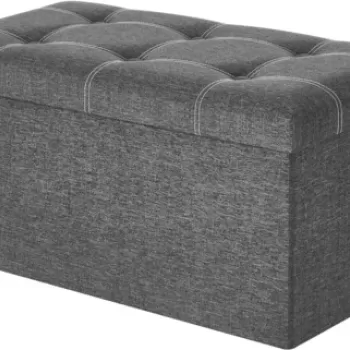 Bancheta cu spatiu pentru depozitare Vasagle, 76 x 38 x 38 cm, pliabila, imitatie in/MDF, gri inchis imagine