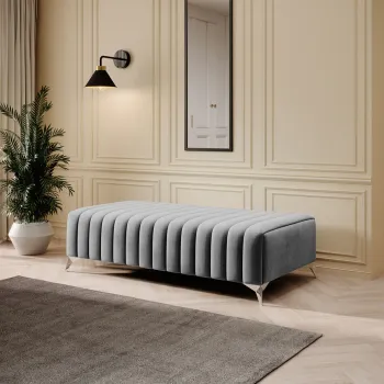 Bancheta, ELTAP, PU-LAU-03NU, Laurence, 132x64x36 cm, poliester, gri deschis imagine