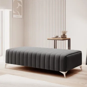 Bancheta, ELTAP, PU-LAU-05NU, Laurence, 132x64x36 cm, poliester, gri inchis imagine