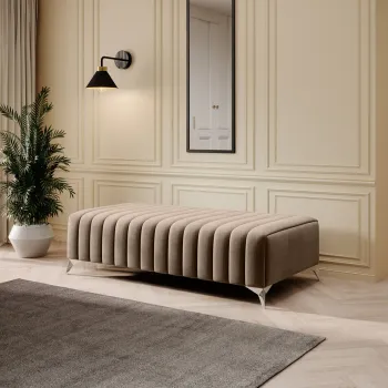 Bancheta, ELTAP, PU-LAU-20NU, Laurence, 132x64x36 cm, poliester, bej imagine