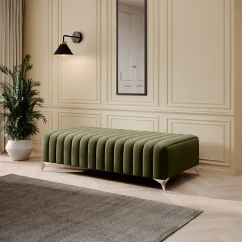 Bancheta, ELTAP, PU-LAU-33NU, Laurence, 132x64x36 cm, poliester, verde olive imagine