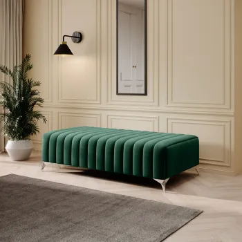 Bancheta, ELTAP, PU-LAU-35NU, Laurence, 132x64x36 cm, poliester, verde inchis imagine