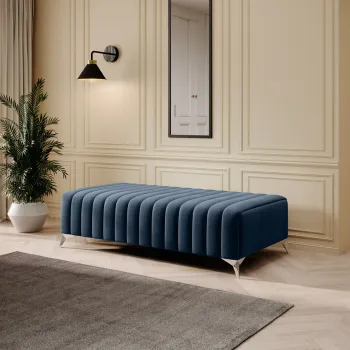 Bancheta, ELTAP, PU-LAU-40NU, Laurence, 132x64x36 cm, poliester, albastru inchis imagine