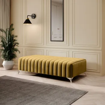 Bancheta, ELTAP, PU-LAU-45NU, Laurence, 132x64x36 cm, poliester, mustar imagine