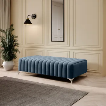 Bancheta, ELTAP, PU-LAU-76MO, Laurence, 132x64x36 cm, poliester, albastru deschis imagine