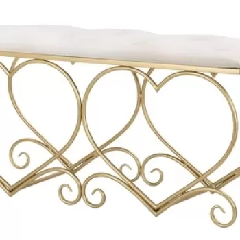 Bancheta Heart, Mauro Ferretti, 105x37.5x51.5 cm, catifea, crem imagine