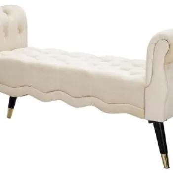 Bancheta Paris, Mauro Ferretti, 120x40x60 cm, catifea, crem imagine