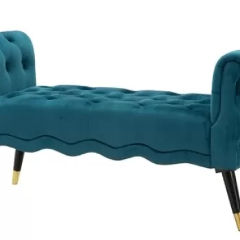 Bancheta Paris Teal, Mauro Ferretti, 120x40x60 cm, lemn de pin/catifea, turcoaz imagine