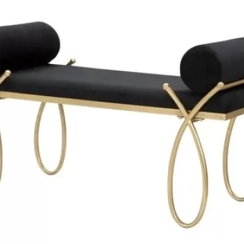 Bancheta Ribbon Black, Mauro Ferretti, 112.5 x 49 x 53 cm, fier/poliester imagine