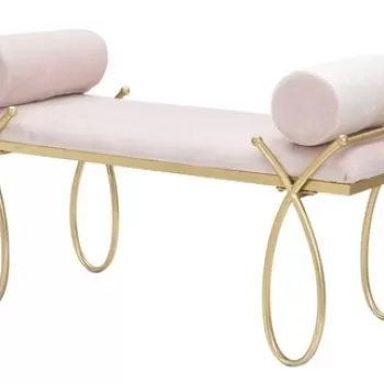 Bancheta Ribbon Pink, Mauro Ferretti, 112.5 x 49 x 53 cm, fier/poliester imagine