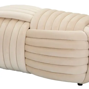 Bancheta Softy, Mauro Ferretti, 90x45x45 cm, MDF/catifea din policoton, crem imagine