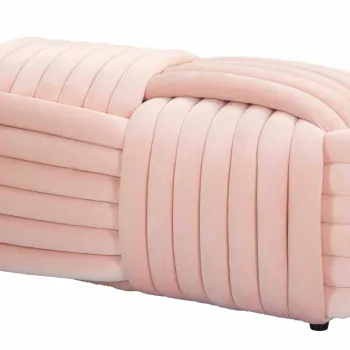 Bancheta Softy, Mauro Ferretti, 90x45x45 cm, MDF/catifea din policoton, roz imagine