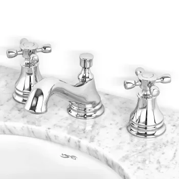 Baterie lavoar cu 2 manere Dahlia, 27.3x19.2x10.6 cm, alama, argintiu imagine