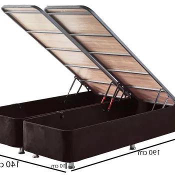 Baza pat dublu si tablie, Niron, Ela Double, 140x38x190 cm, Cadru: OTEL, Negru imagine