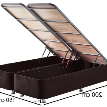 Baza pat dublu si tablie, Niron, Ela Double, 150x38x200 cm, Cadru: OTEL, Negru imagine