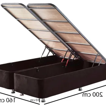 Baza pat dublu si tablie, Niron, Ela Double, 160x38x200 cm, Cadru: OTEL, Negru imagine