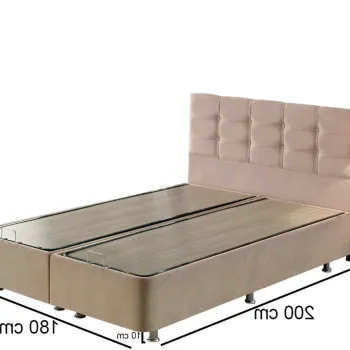 Baza pat dublu si tablie, Niron, Ela Double, 180x38x200 cm, Cadru: OTEL, Maro deschis imagine