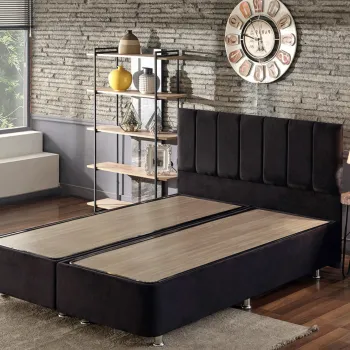 Baza pat dublu si tablie, Niron, Ela Double, 180x38x200 cm, Cadru: OTEL, Negru imagine