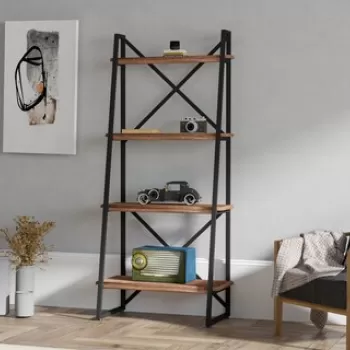 Biblioteca Alaro, Puqa Design, 66x30x150 cm, maro imagine