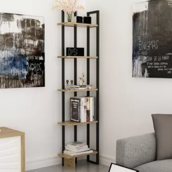 Biblioteca Alice, Zena Home, 45x22x180 cm, natural/negru imagine