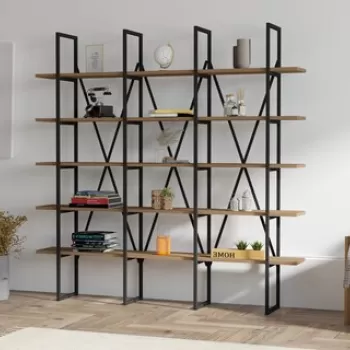 Biblioteca Beylerbeyi, Puqa Design, 160x26x160 cm, maro/negru imagine