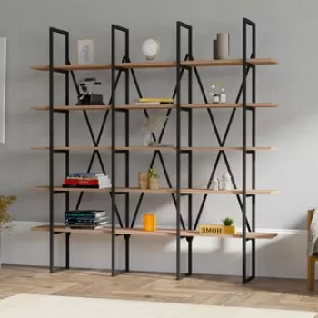 Biblioteca Beylerbeyi, Puqa Design, 160x26x160 cm, natural/negru imagine