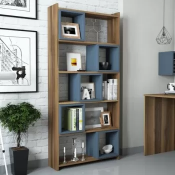 Biblioteca Box, Hommy Craft, 80x22x170 cm, maro/albastru imagine