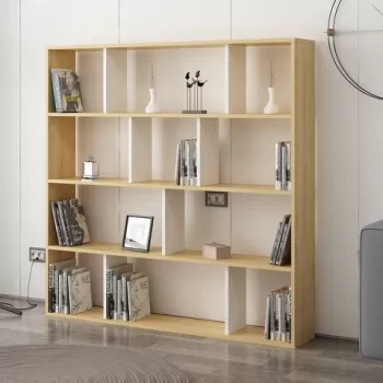 Biblioteca, Colman, Hodbi 935CMN1107, 145.2 x 25 x 145 cm, pal melaminat, stejar/alb imagine