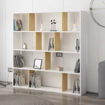 Biblioteca, Colman, Hodbi 935CMN1108, 145.2 x 25 x 145 cm, pal melaminat, alb/stejar imagine