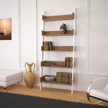 Biblioteca, Comforty, Only 801CMY3608, 80 x 195 x 32 cm, pal melaminat, stejar inchis/alb imagine