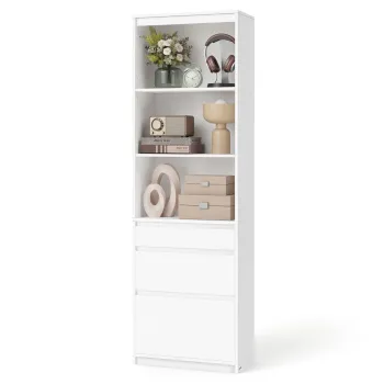 Biblioteca cu 3 sertare Kailyn, Vasagle, 57.1x30x180 cm, PAL, alb snow imagine