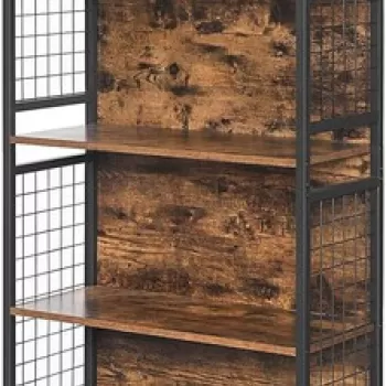 Biblioteca cu 4 rafturi, Vasagle 74 x 30 x 154.5 cm, PAL/otel, maro rustic imagine