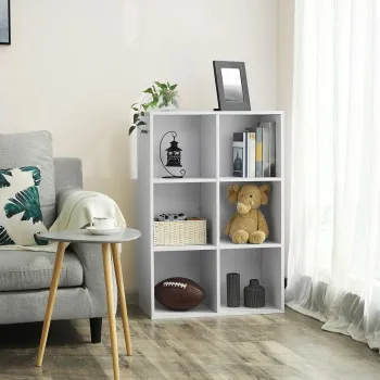 Biblioteca cu 6 compartimente, Vasagle, 65.5x30.5x97.5 cm, PAL, alb imagine