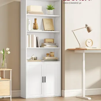 Biblioteca cu 6 niveluri, Vasagle, 60x24x175 cm, PAL/MDF, alb imagine