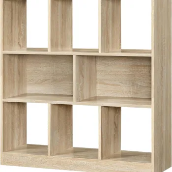 Biblioteca cu 8 compartimente Vasagle, 97.5x30x100 cm, PAL/MDF, maro deschis imagine