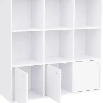 Biblioteca cu 9 compartimente Vasagle, 97.5x30x97.5 cm, PAL melaminat, alb imagine